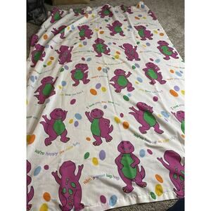 Vintage Barney Flat Bed Sheet Dinosaur Lyric Lyons Group Fabric Craft 66in X 45